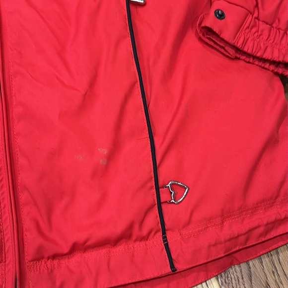 VTG Obermeyer Winter Coat Hidden Hood Jacket Red Black Womens 8 Petunia - Picture 9 of 14